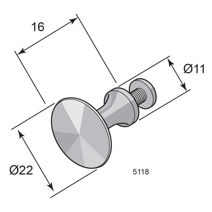 Lådknopp 5118 förnicklad 22 mm