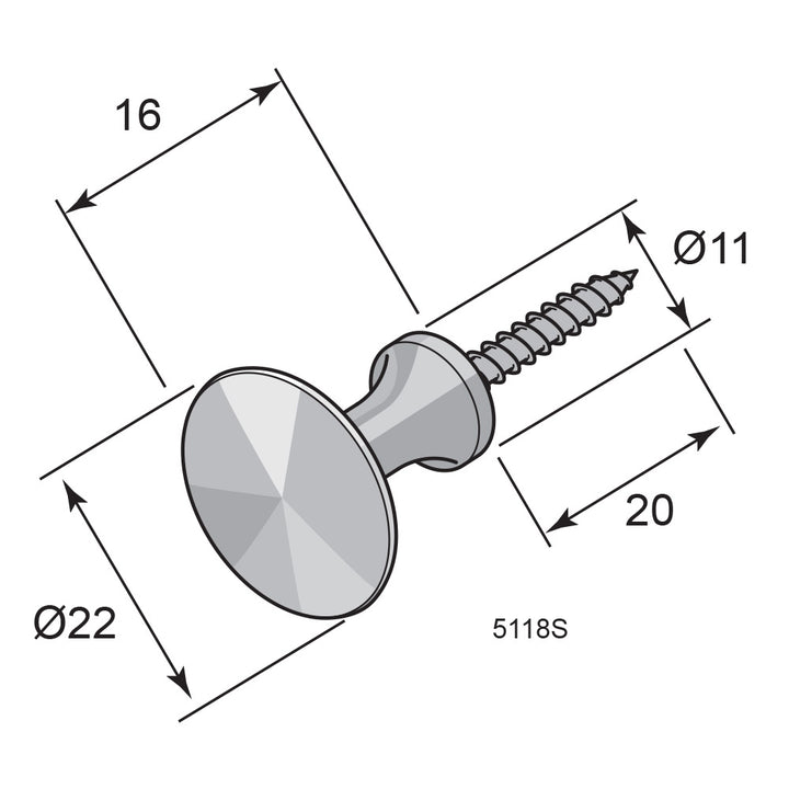 Innanfönsterknopp 5118S Förnicklad