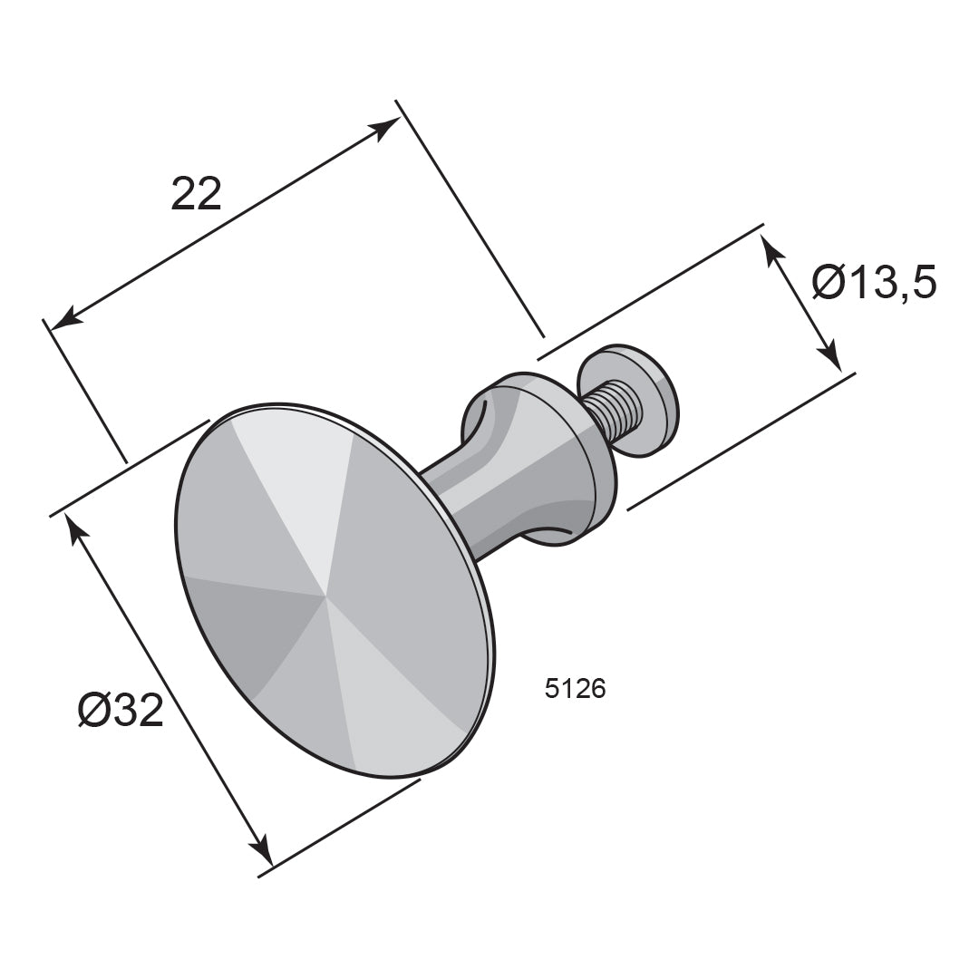 Lådknopp 5126 förnicklad 32 mm