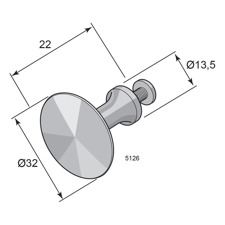 Lådknopp 5126 förnicklad 32 mm