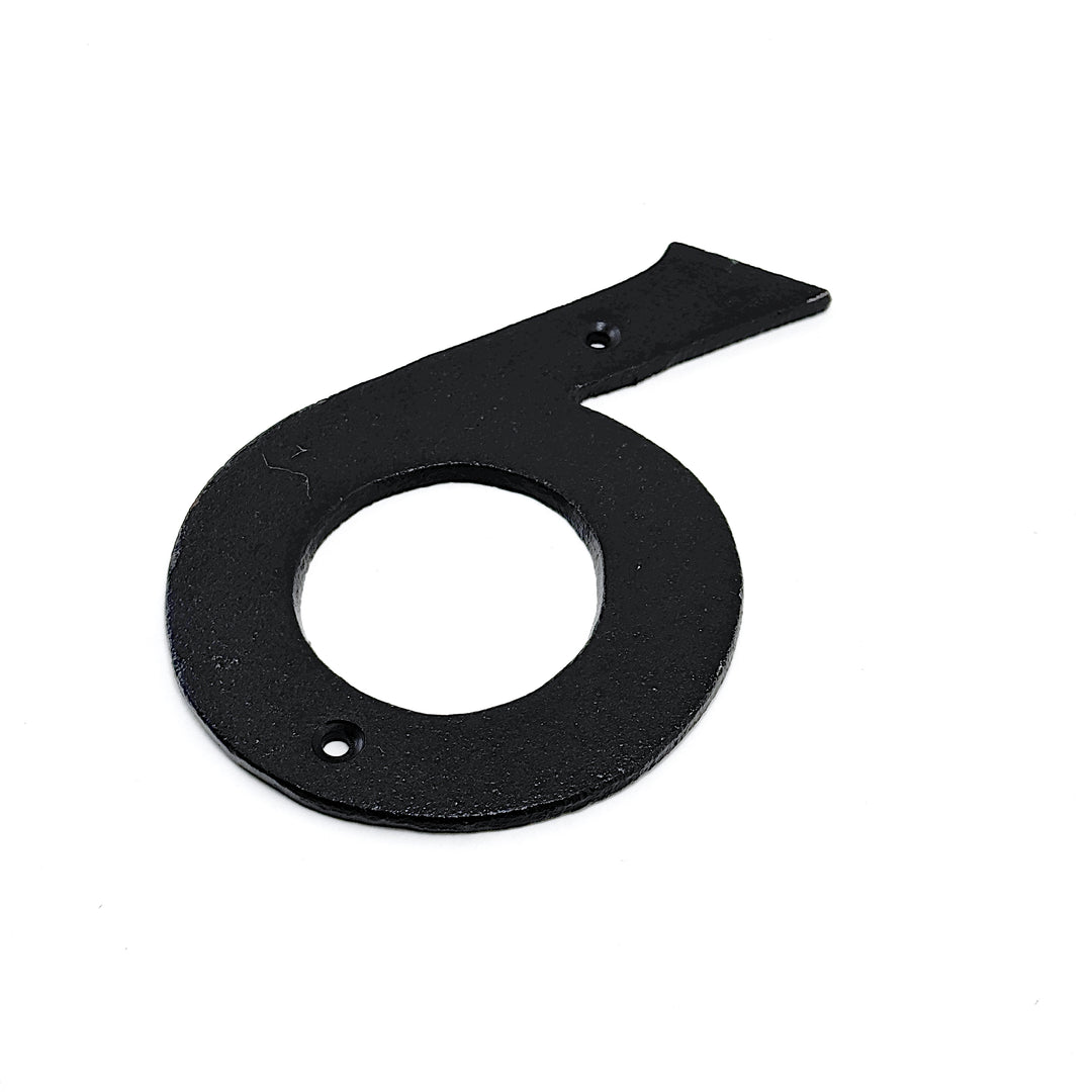 Fasadsiffra 6 i gjutjärn 16 cm