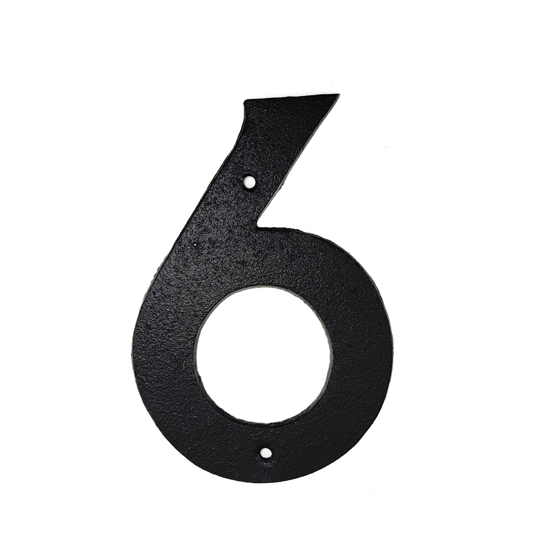 Fasadsiffra 6 i gjutjärn 16 cm