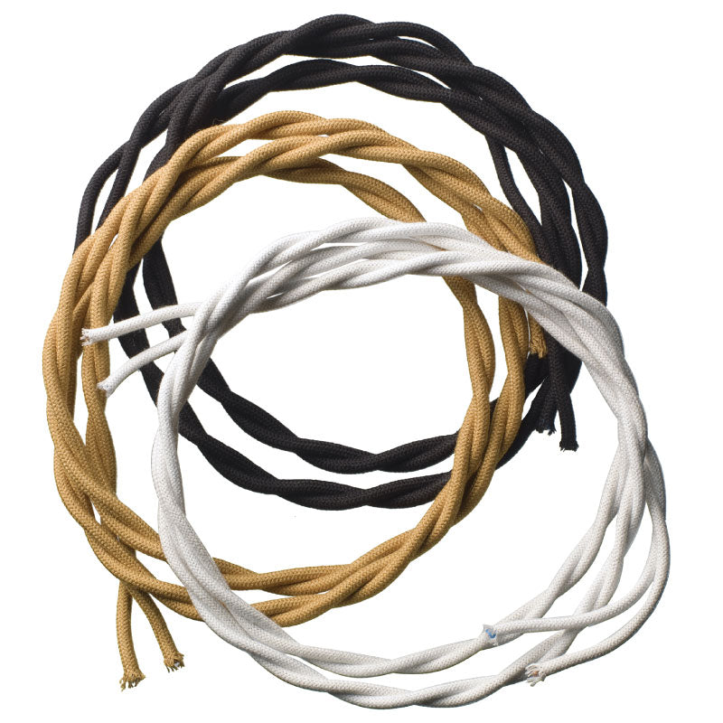 Tvinnad tygkabel svart 2x0,75