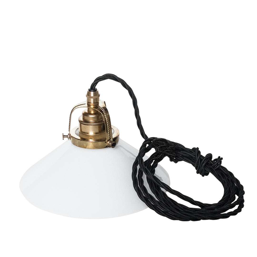 Skomakarlampa vit skärm 20 cm, svart sladd